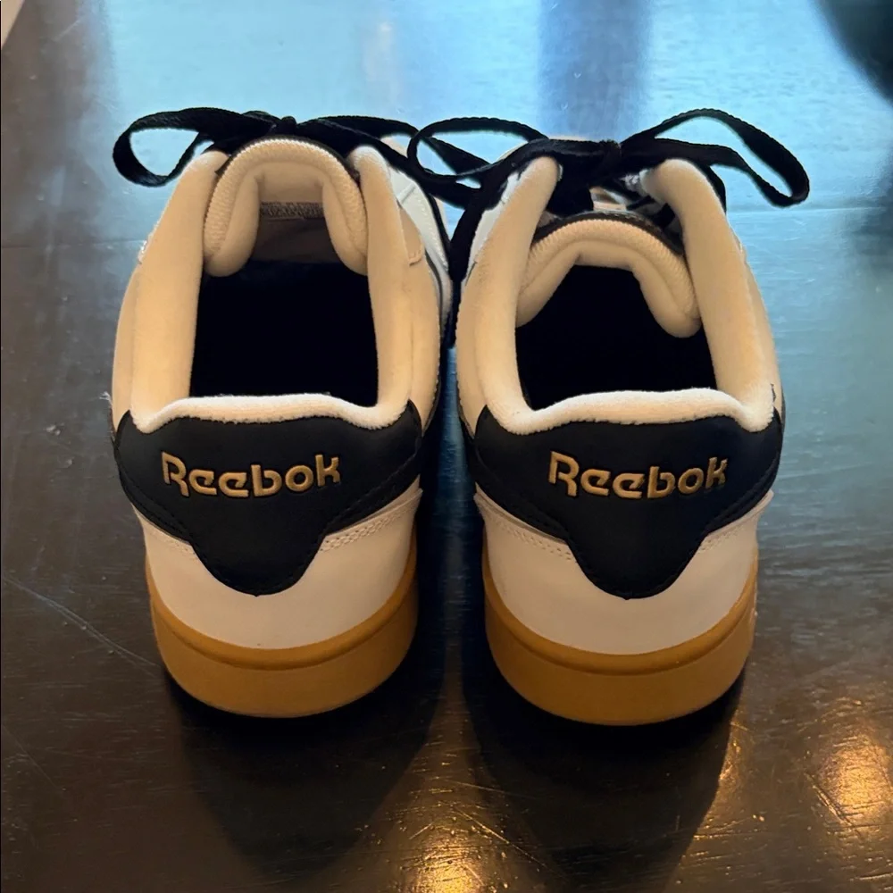 Reebok Women's White and Black Sneakers with Gum Sole - Picture 3 of 5